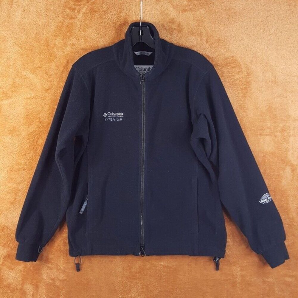COLUMBIA Womens Jacket Small Black Zip Up Omni Therm Stretch Outdoor Logo